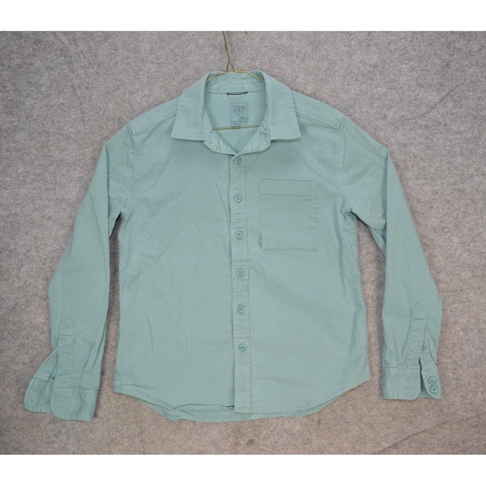 Topo Designs Shirt Womens M Green‎ Organic Cotton Stretch Button Casual Workwear